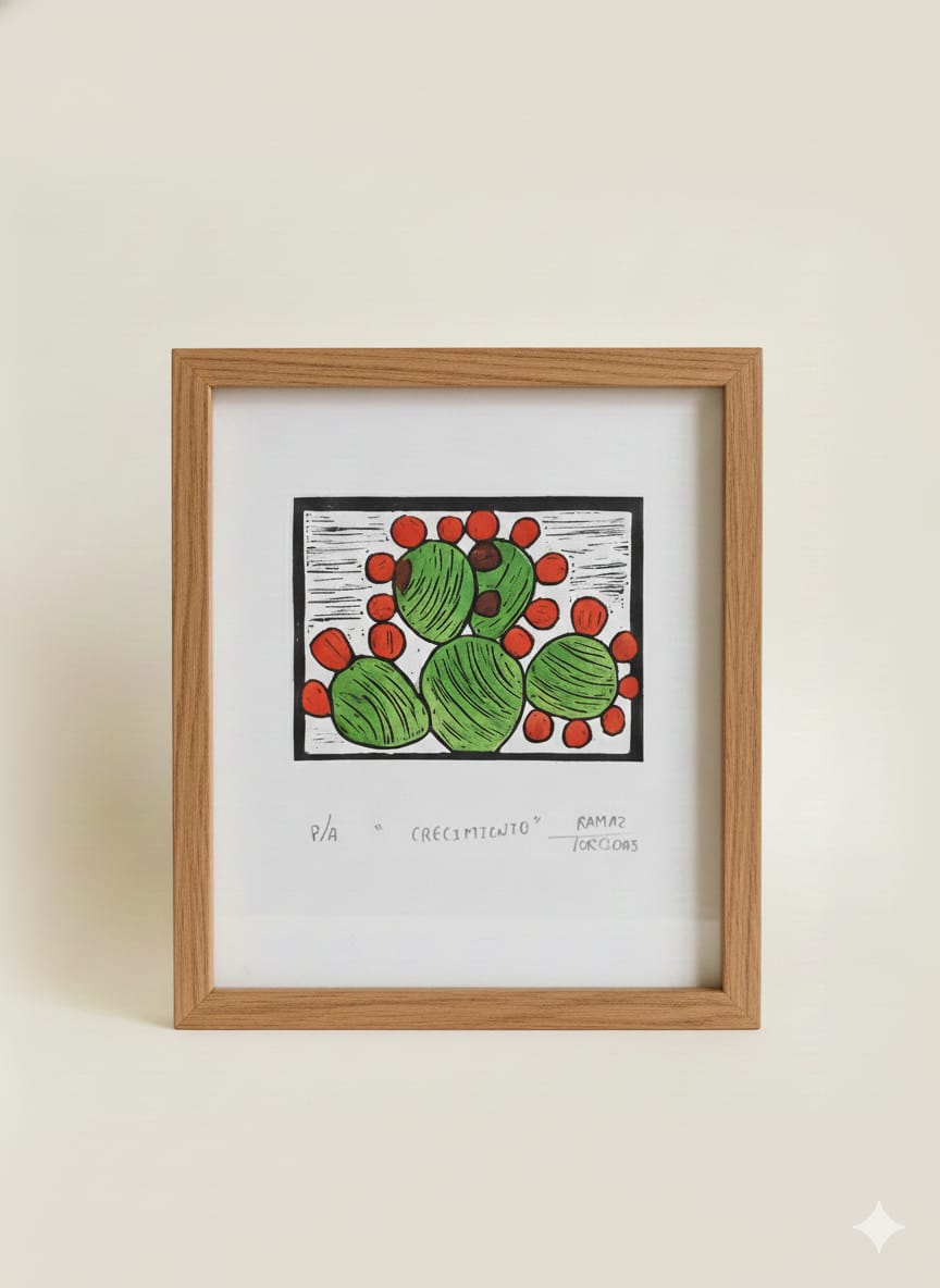 Pintura de Nopal con Tunas Pintada a Mano