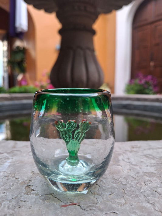 Mezcaleros de vidrio soplado con diseño de maguey – Utensilio artesanal inspirado en el agave mexicano