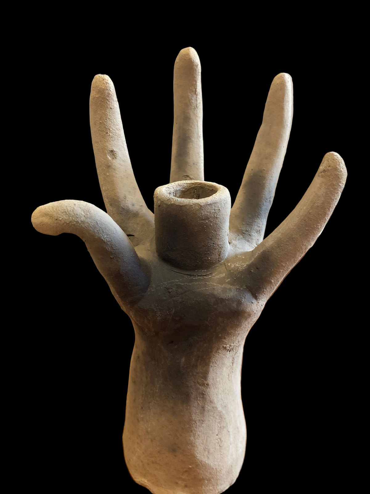 Porta Vela Artesanal de Barro con Forma de Mano