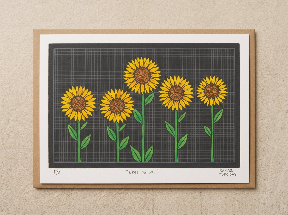 Ilustración artesanal “Eres Mi Sol” – prueba de artista hecha a mano en México