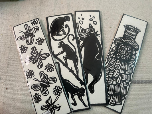 Separadores de libro en papel de algodón con técnica de xilografía – arte gráfico artesanal mexicano