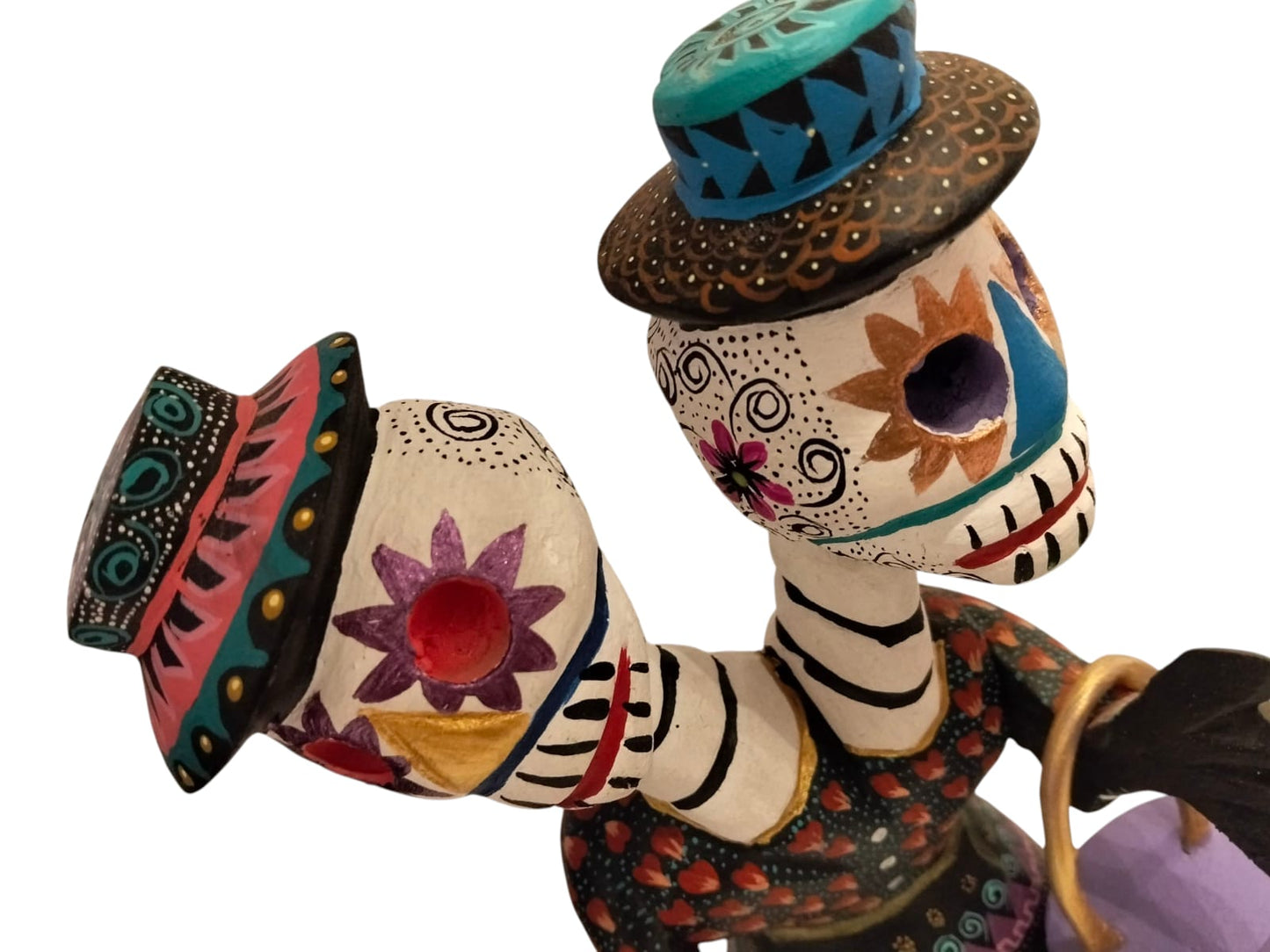 Alebrije de Catrina de Dos Cabezas Tallada y Pintada a Mano