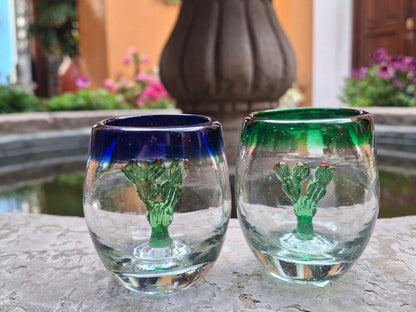 Mezcaleros de vidrio soplado con diseño de maguey – Utensilio artesanal inspirado en el agave mexicano