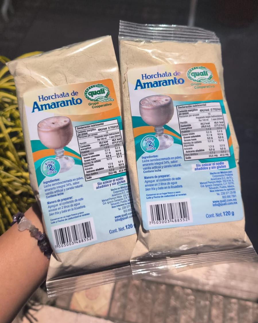 Horchata de amaranto natural de 120g rinde 2 litros – Elaboración artesanal mexicana
