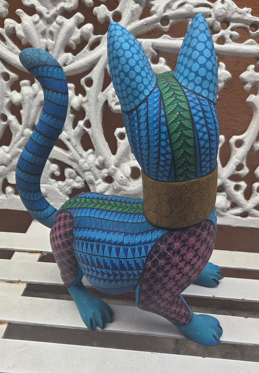 Perro Xolo Alebrije Azul/Rosa