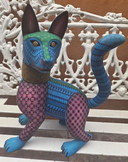 Perro Xolo Alebrije Azul/Rosa